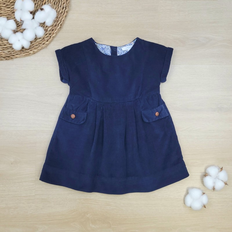 Robe de cérémonie bi-matière bleu bébé fille Okaïdi & Obaïbi